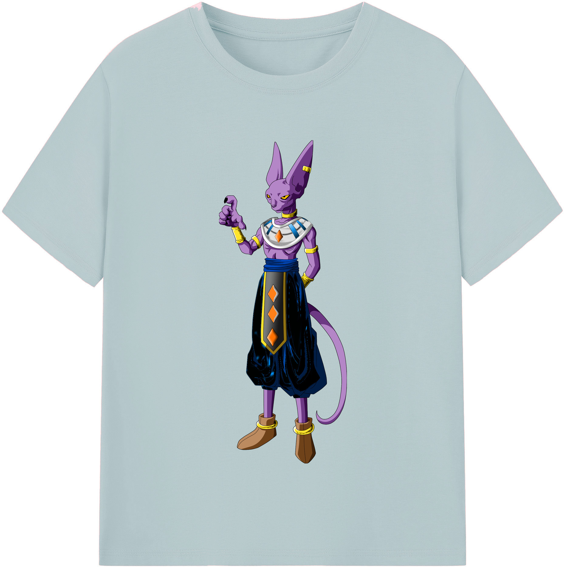 （画像用） ドラゴンボール ビルス 破壊神ビルス DRAGON BALL Beerus Birusu 綿100％半袖Tシャツ（フロントプリント）